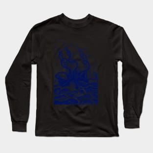 Kraken Octopus attacking ship engraving illustration Long Sleeve T-Shirt